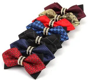 Set di cravatte a farfalla con strass da uomo alla moda, elegante accessorio per matrimonio.