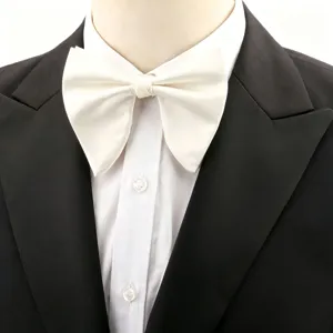Elegant white satin bow tie for men, perfect for business banquets, weddings and formal suits.