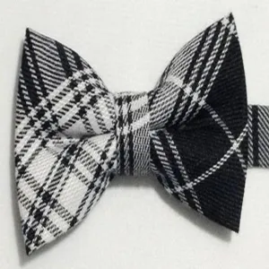 Classic black and white plaid bow tie, stylish British style men fabric neckwear accessory.