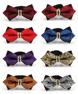 Set papillon appuntito strass uomo, eleganti varianti cravatta matrimonio jacquard sposo.