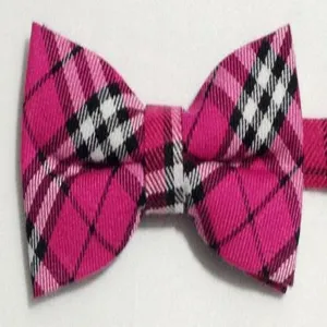 Pink plaid bow tie for men, classic British style pattern, perfect for formal wear events.