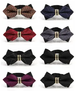 Farfallino uomo appuntito moda fibbia cristallo strass matrimonio sposo vestito accessori