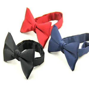 Men's solid color bowtie detail view, classic formal wear accessory in multiple colors.