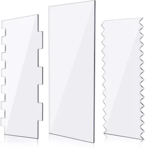 Clear Acrylic Cake Scraper Set 3 Pcs Transparent Fondant Icing Smoother Baking Tool