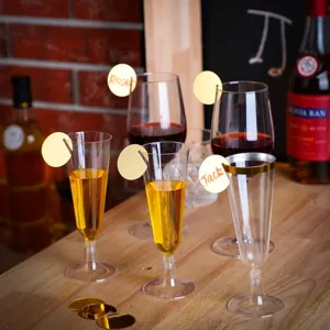 Acrylic round drink markers for wine glass rim tags, DIY wedding party table decorations.