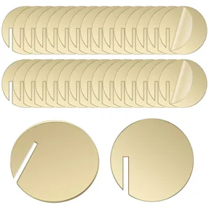 30pcs Gold Acrylic Round Drink Tags Blank Glass Edge Markers for DIY Wedding Party Decor
