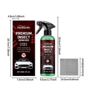 Kit spray rimuovi insetti auto HOMONTH con panno in microfibra, detergente per vetri 120ml.