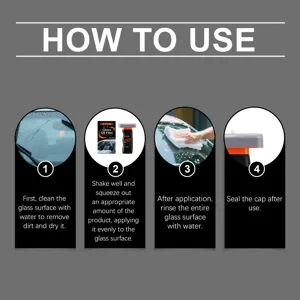 Glass oil film cleaning brush details and usage guide for clear car windshield and mirrors.