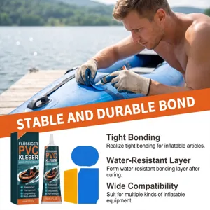 Flüssiger PVC Kleber Reparaturset für aufblasbare Boote und Camping Luftmatratzen.