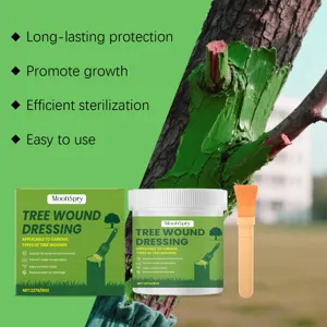 Tree wound dressing paste with a brush for garden plant pruning protection and healing care.