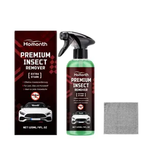 HOMONTH Kit Spray Rimuovi Insetti per Auto con Panno Pulizia per Vetro e Vernice Carrozzeria