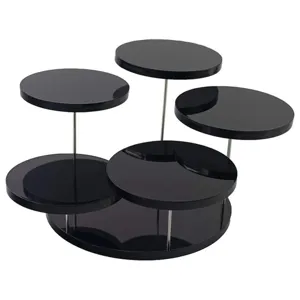 Espositore per anelli in acrilico nero a 5 livelli supporto per gioielli vetrina organizer