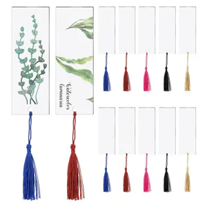 Transparent Blank Acrylic Bookmark Set With Colorful Tassels DIY Rectangular Book Markers For School Office