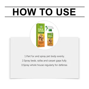 EelJoy spray antipulgas y garrapatas para mascotas grafico detallado con pasos de uso.