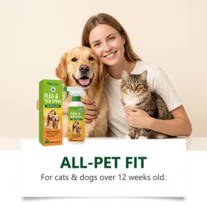 Spray antipulgas y garrapatas eficaz para perros y gatos, fórmula suave de 120ml.