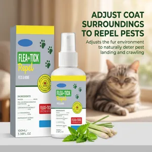 Cat flea and tick repellent spray 100ml herbal formula safe for pets and home care.