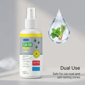Cat flea and tick repellent spray 100ml portable pet care and parasite protection for home.