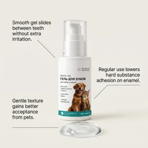 Gel dentaire animal en détail, nettoie efficacement les dents et rafraîchit l'haleine.