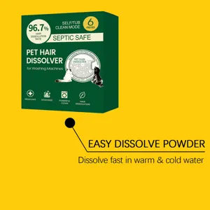 Pet hair dissolver cleaning powder for washing machines, removes pet hair easily, 6 pcs