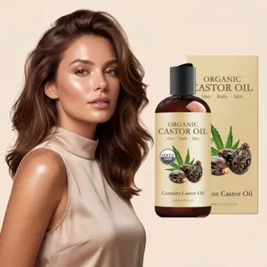 Huile de ricin bio pour cheveux, ongles et peau. Formule naturelle de qualité, 200ml.