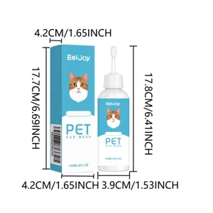 EelJoy Pet Ear Wash Cleaner 120ml for Cats and Dogs Gentle Ear Care Liquid with Dimension Details
