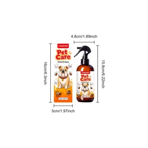 YEGBONG spray repelente pulgas garrapatas mascotas detalle con dimensiones, 100ml.