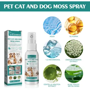 Spray antimohos para gatos y perros, cuidado de la piel y alivio del picor con extractos.