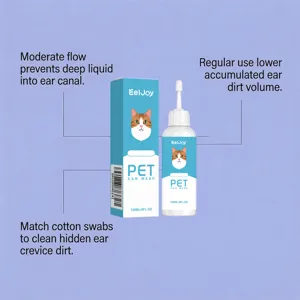 EelJoy pet ear wash detail view showing bottle and packaging with cat graphic 120ml