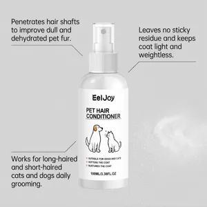 Vista detallada de la botella de spray acondicionador de pelo para mascotas EelJoy.