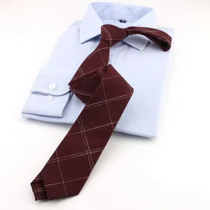 Corbata de algodón a cuadros para hombre, ideal para uso casual, fiestas y ropa de trabajo.