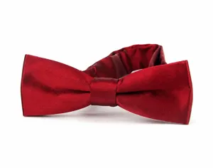 Classic satin bow tie for men, elegant wine red color, perfect for weddings and formal events.