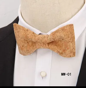 Stylish men's fashion casual party cork wooden bow tie detail product display view now!