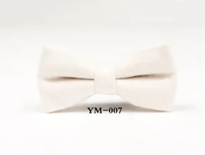 Men's wool bow tie in off-white, classic design detail shot for formal business wear.