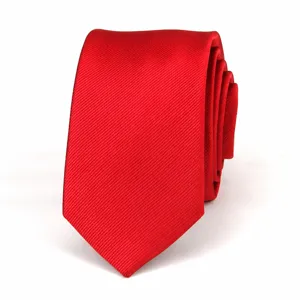 Red men necktie detail close up classic business design professional work wedding silk tie.