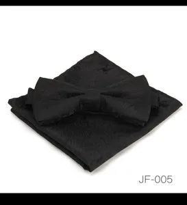 Ensemble nœud papillon et poche pochette noir motif cachemire pour homme mariage formel