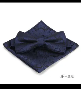 Ensemble noeud papillon et pochette de costume homme avec motif cachemire classique.