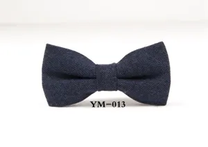 Classic dark blue wool bow tie for men, elegant wedding and business formal accessory.