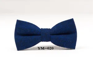 Men's blue wool bow tie, classic textured design for formal business events and weddings.