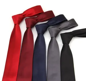 Classic men's business necktie set, premium twill fabric, multiple solid colors available.