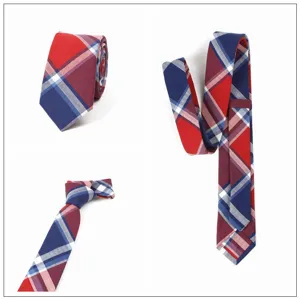 Corbata de hombre slim a cuadros clásica, algodón de calidad superior con diseño de tartán británico.