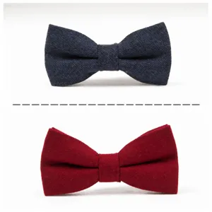 Men's Fashion Wool Bow Tie Classic Solid Color And Herringbone Business Wedding Groom Bowtie Neckwear