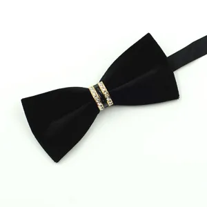Stile Coreano Uomo Velluto Farfallino Strass Anello di Metallo Banchetto Matrimonio Formale Farfallino Accessori da Collo Moda