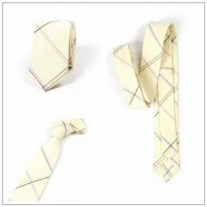 Corbata estrecha hombre algodón cuadros estilo británico negocios moda corbata elegante