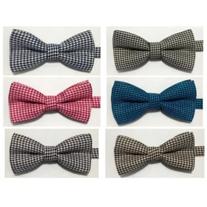 Men's British Style Houndstooth Bow Tie Classic Jacquard Polyester Bowtie Business Wedding Party Fashion Neckwear