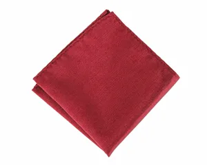Detalle de panuelo de bolsillo burdeos con rayas finas, accesorio de traje elegante.