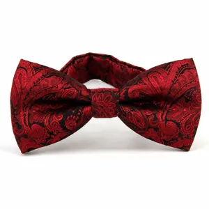 Wine red paisley bow tie for men wedding formal business party accessories suit wear