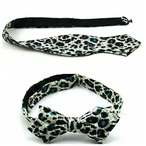 Men's stylish leopard print pointed self-tie bow tie with adjustable strap for formal wear.