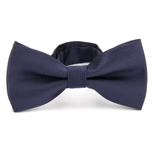Classic navy blue men's formal bow tie for business wear and weddings, elegant wedding accessory.