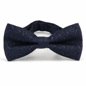 Men formal dark blue bow tie wedding business party elegant jacquard pre tied bow