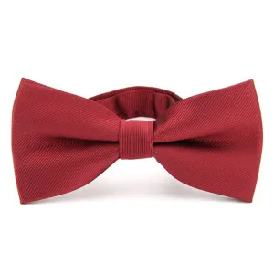 Men burgundy red striped bow tie, classic formal suit neckwear accessory for wedding business.